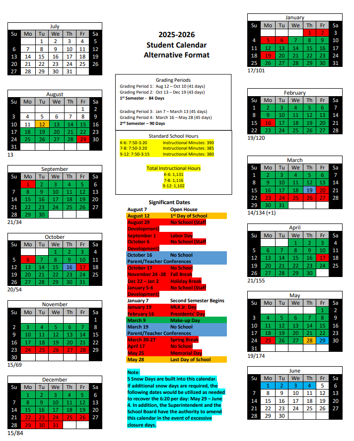 Updated Calendar